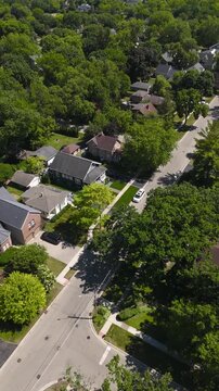 Aerial View Of Wooded Suburban Neighborhood