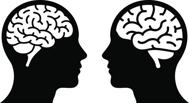 brain dual head illustration symbol for psychology and neurology