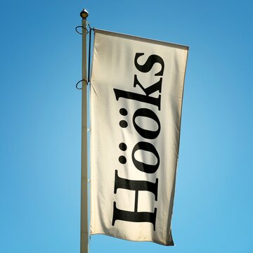 Stockholm, Sweden - May 31: Flag at Hooks. Hooks is Scandinavia's leading company in the equestrian sports industry