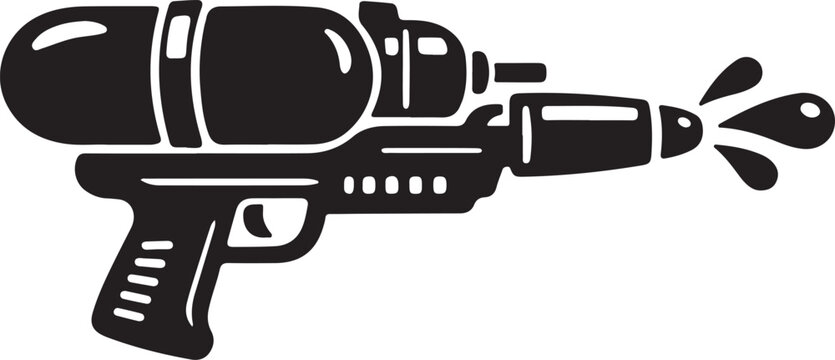 Water play toy blaster icon in vector style, fun outdoor summer game symbol for creative projects