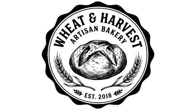 Wheat & Harvest Artisan Bakery logo with a loaf of bread