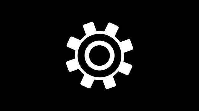 cogwheel gear spinning around animation video. Gear set. Black gear wheel icons on white background. 
Three gear rotating animation with 2d concept