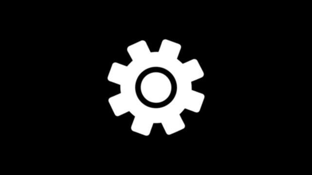 cogwheel gear spinning around animation video. Gear set. Black gear wheel icons on white background. 
Three gear rotating animation with 2d concept