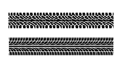 Realistic black car tire tracks vector collection featuring offroad truck and racing wheel tread patterns isolated on transparent background for your creative graphic design elements © Samartho