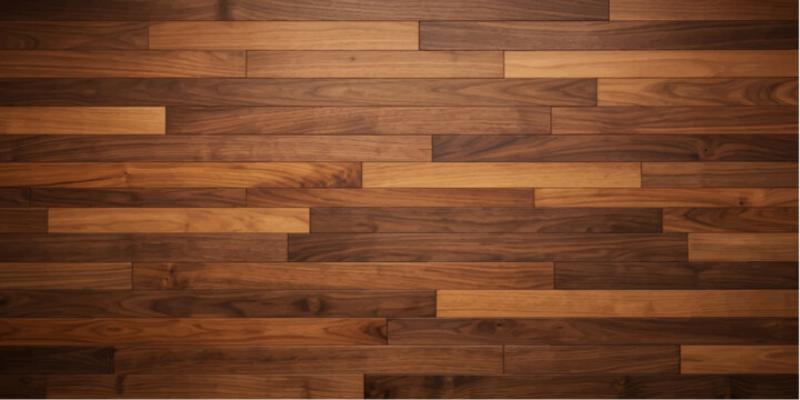 Rich Walnut Hardwood Floor: A seamless pattern of richly colored walnut hardwood planks, laid in a staggered brick pattern, creates a warm and inviting texture.