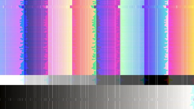 Vibrant Digital Signal Error Test Pattern Displaying Abstract Glitch and Visual Distortion