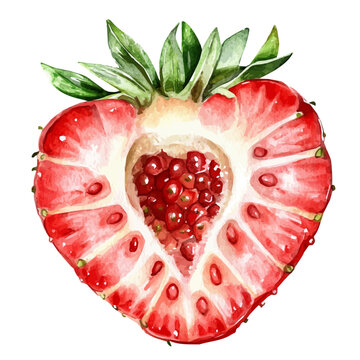 Pineberry Slice, delicate watercolor illustration vector with soft and elegant colors, isolated on a white background.