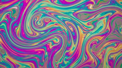 Obraz premium Abstract Vibrant Iridescent Swirls Macro Photography of Soap Bubble Film Pattern