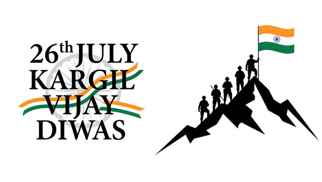 People climbing a hill with Indian flag during Kargil Vijay Diwas celebration