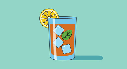 Refreshing Iced Tea with Lemon and Mint on a Pastel Background © Matcha