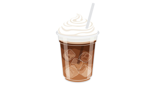 Refreshing Iced Coffee with Whipped Cream and Straw