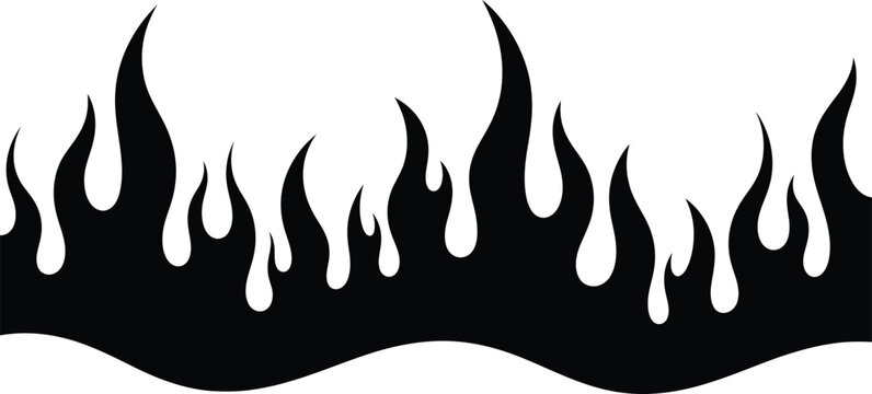 Black flame design element for graphic design or tattoo