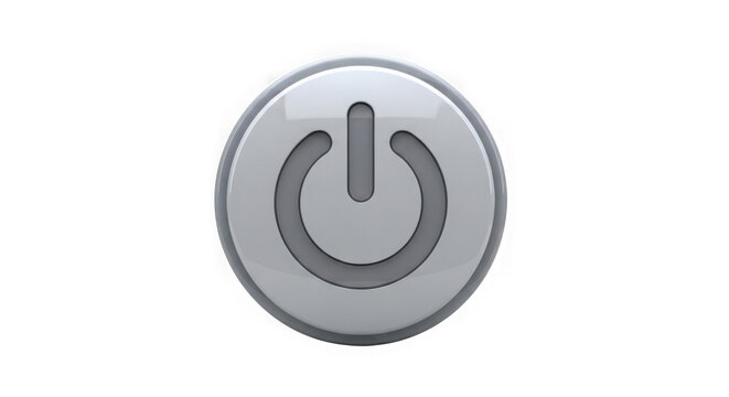 Gray power button symbol with technology electricity electronic illustration metallic as transparent cutout
