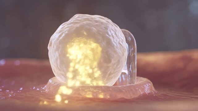 Extreme macro 3D animation of ATP synthase motor rotating inside mitochondria with proton flow energy conversion in cellular molecular visualization