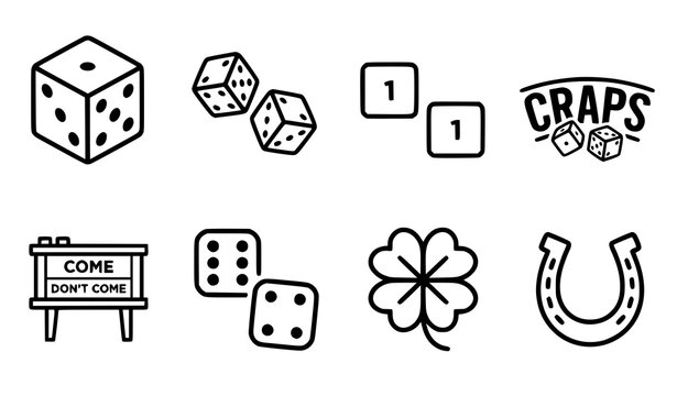 Craps game icons and symbols