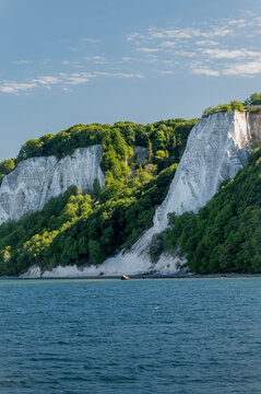 White chalk cliffs rising above the Baltic Sea in Jasmund National Park on the island of R&uuml;gen, Germany. 