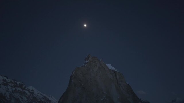 4K RAW Night Drone Footage of Gonbo Rangjon Mountain, Ladakh | Aerial View of Sacred Himalayan Peak Under Starry Sky in Zanskar Valley, India