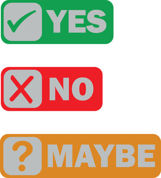 yes , no and maybe icon, vector, transparent background, 