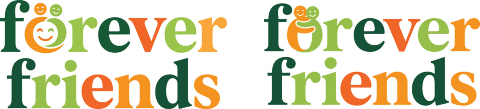 Colorful forever friends logo with smiling faces