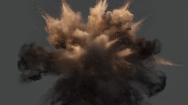 Heavy Impact Shock Puff Burst with Debris on Green Screen