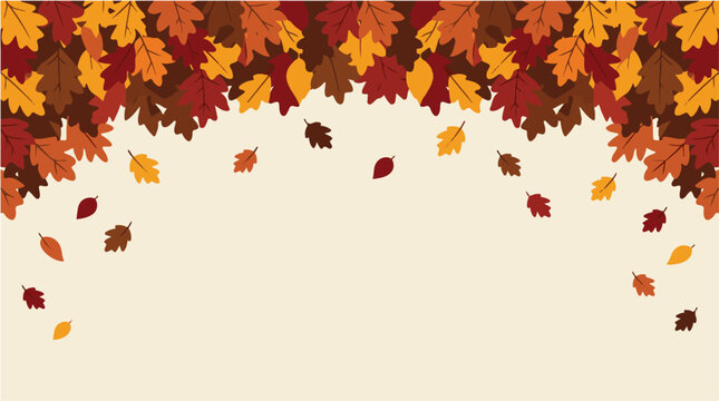 October month autumnal leaves border and falling foliage frame design