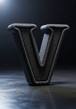 質感豊かな立体の「V」― 繊細なテクスチャと光の戯れ