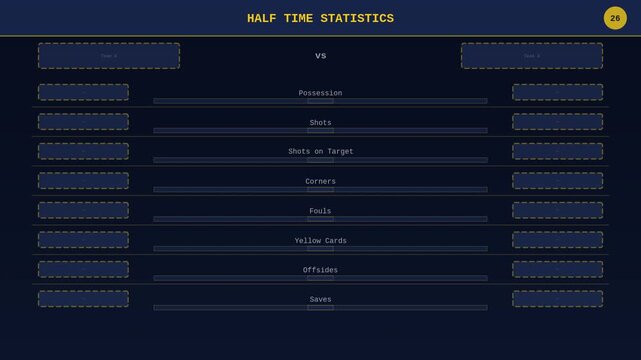 International Football6 half time stats template animation editable statistics overlay