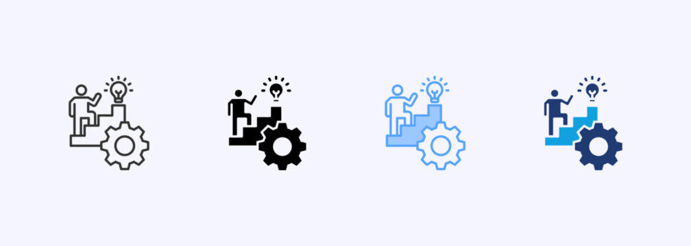Upskill Icon Set Multiple Style Collection Vector Illustration