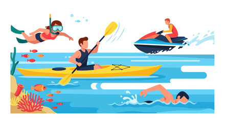 People Enjoying Water Sports Activities Together. © ades