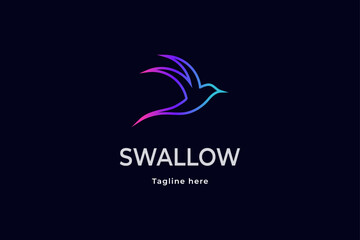 Fototapeta premium Vector Logo Illustration Swallow Gradient Colorful Style