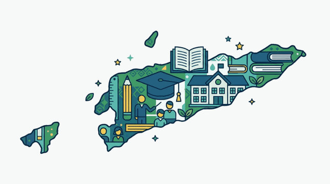 Timor Leste Education Concept Map Illustration.