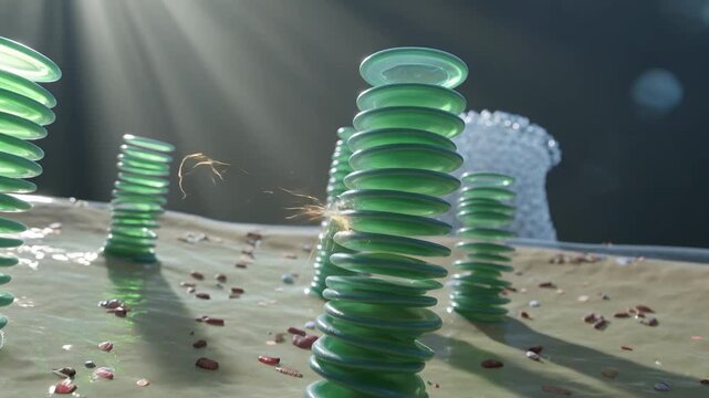 Extreme macro cinematic journey inside a living plant cell chloroplast revealing thylakoid stacks energy conversion oxygen formation light reactions