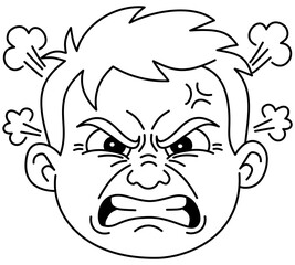 Fototapeta premium Furious and Angry Boy Face Line Art Vector Illustration