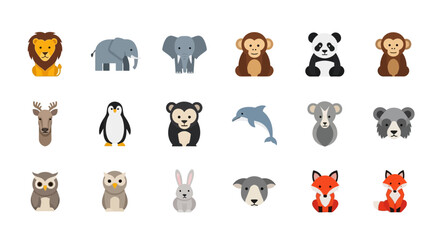 Fototapeta premium Cute Animal Icons Set