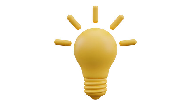 Bright yellow light bulb icon with glowing filaments