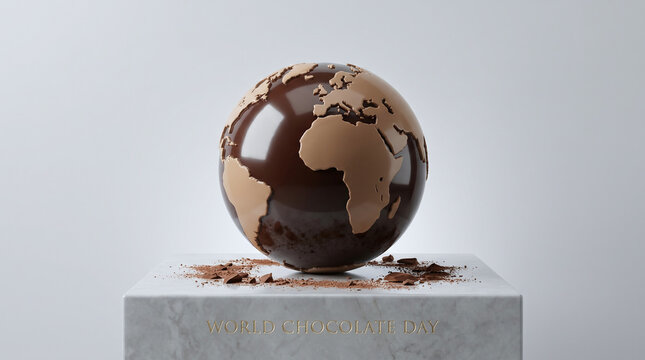 Luxury Chocolate Globe Concept with World Map on Premium Dark Chocolate Sphere