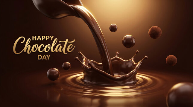 Luxury melted chocolate splash with floating truffles