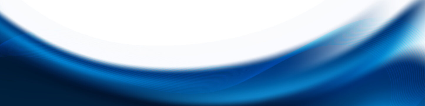 Abstract Blue and White Silk Wave Banner with Copy Space
