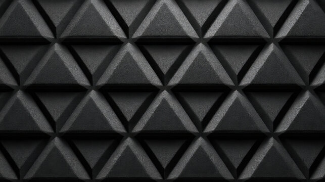 Black soundproof wall triangular foam texture acoustic panel black background geometric pattern textured surface studio wall noise reduction triangle shape interior design
