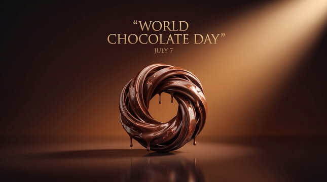 World Chocolate Day Luxury Melted Chocolate Swirl Ring with Elegant Golden Lighting