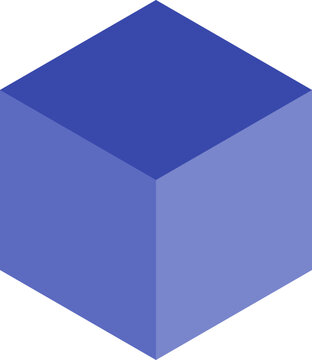 Blue cube, 3D geometric shape, vector illustration, gradient blue
