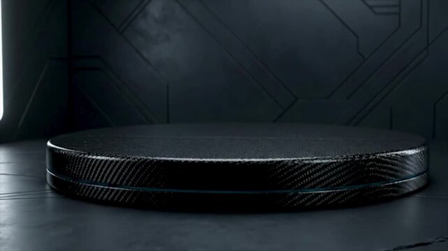 Advanced 3D Carbon Fiber Showcase Platform with Cyan Neon Glow