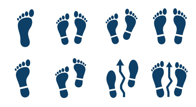 Collection of various footprints icons.