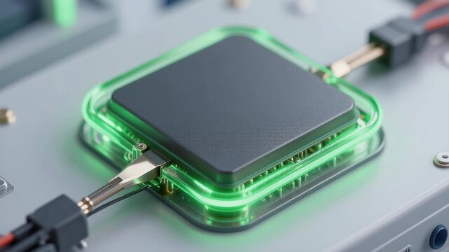 Device with Green Lights Activating and Deactivating