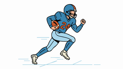 Fototapeta premium American Football Player Running with Ball, Vector Illustration