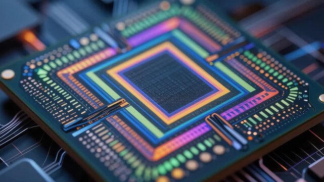 Close-Up of a Colorful Circuit Board with Intricate Details