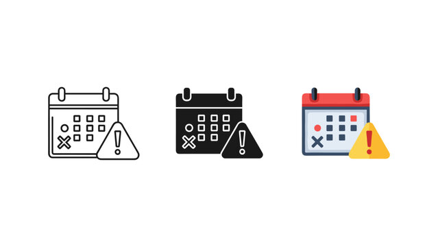 Calendar deadline warning icon set with calendar deadline schedule management business reminder