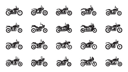 Set of motorcycle icons, collection of various motorbikes, isolated vector illustration. © Tanvir
