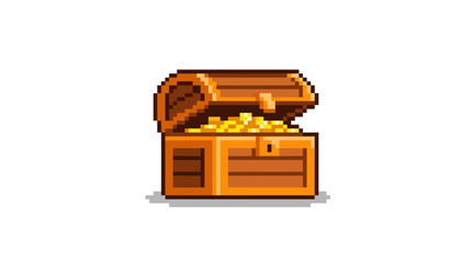 Pixel Art Treasure Chest Full of Gold Coins © jarang