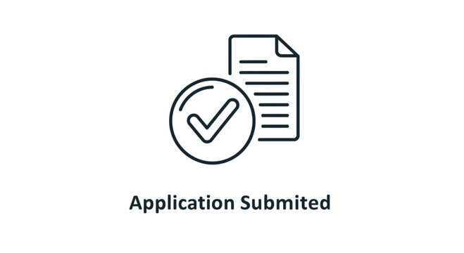 Application Submitted Icon: Document with Checkmark Symbol, Confirmation and Success Concept